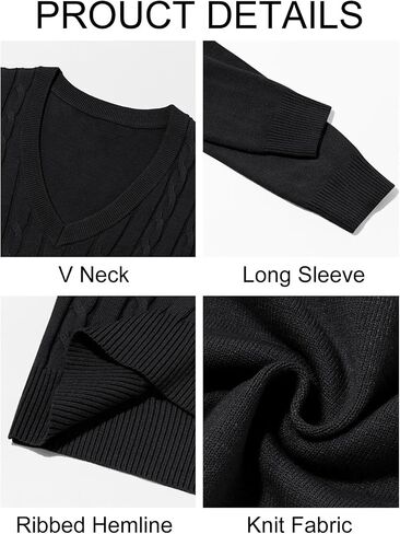 Runcati Mens V Neck Sweater Cable Knit Long Sleeve Casual Ribbed Twisted Pullover Sweaters in Saudi Arabia