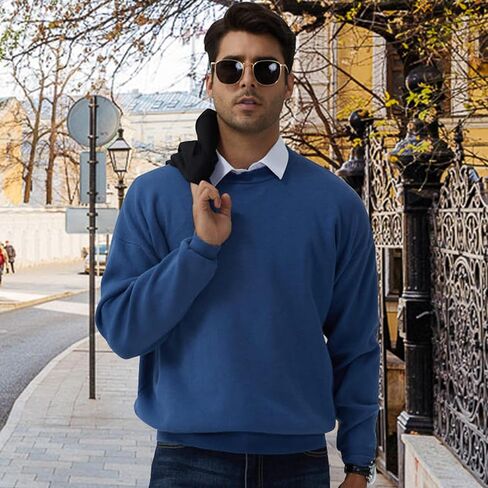 Mens Crewneck Sweater Loose Fit Soft Long Sleeve Knit Pullover Sweaters for Casual Or Dressy Wear Sizes M-XXL in Saudi Arabia
