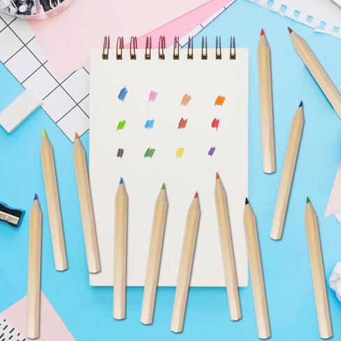 300 Pcs/ 25 Sets Mini Drawing Colored Pencils Bulk 12 Different Color Pencil with Sharpener Eraser 3.5 inch Back to School Short Fat Color Pencils for Kids Classroom School Painting Supplies in Saudi Arabia