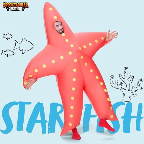 Spooktacular Creations Adults Inflatable Costume, Starfish Full Body Blow-up Costume, Pink Sea Animal Inflatable Suit for Adults Halloween Costume Party Halloween themed Party in Saudi Arabia
