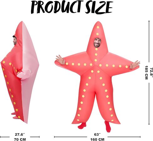 Spooktacular Creations Adults Inflatable Costume, Starfish Full Body Blow-up Costume, Pink Sea Animal Inflatable Suit for Adults Halloween Costume Party Halloween themed Party in Saudi Arabia