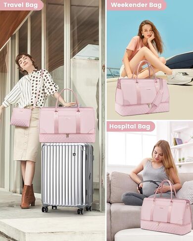 LOVEVOOK Weekender Bags for Women Travel Duffle Bag with Shoe Compartment, Carry on Overnight Bag 3 Pcs Set in Saudi Arabia