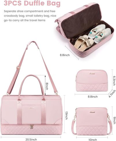 LOVEVOOK Weekender Bags for Women Travel Duffle Bag with Shoe Compartment, Carry on Overnight Bag 3 Pcs Set in Saudi Arabia