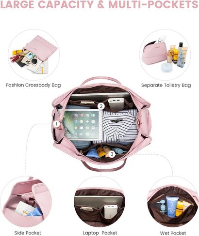 LOVEVOOK Weekender Bags for Women Travel Duffle Bag with Shoe Compartment, Carry on Overnight Bag 3 Pcs Set in Saudi Arabia