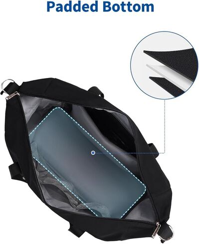 Narwey كاري على الأمتعة 22x14x9 الخطوط الجوية المعتمدة قابلة للطي على حقيبة السفر القماش الخشن قابلة للتعبئة مع جيب مبلل بين عشية وضحاها للنساء والرجال 40L (أسود) in Kuwait