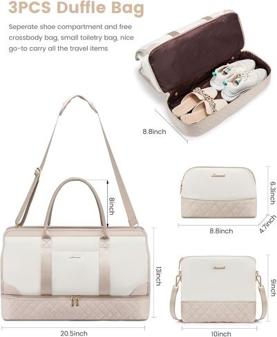 LOVEVOOK Weekender Bags for Women Travel Duffle Bag with Shoe Compartment, Carry on Overnight Bag 3 Pcs Set in Saudi Arabia