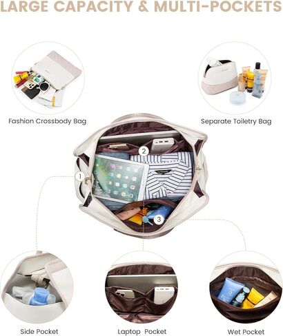 LOVEVOOK Weekender Bags for Women Travel Duffle Bag with Shoe Compartment, Carry on Overnight Bag 3 Pcs Set in Saudi Arabia