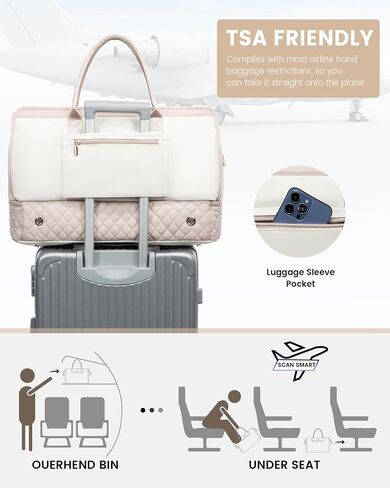 LOVEVOOK Weekender Bags for Women Travel Duffle Bag with Shoe Compartment, Carry on Overnight Bag 3 Pcs Set in Saudi Arabia