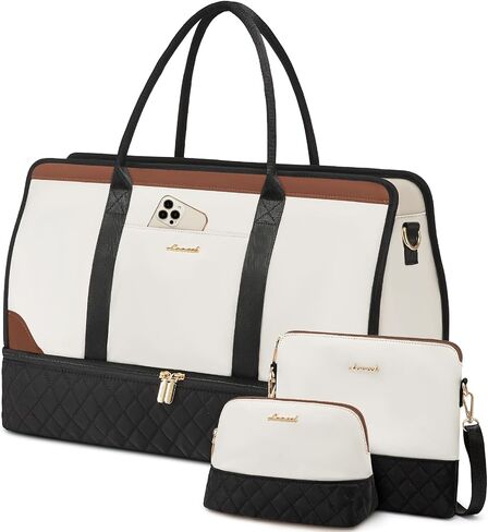 LOVEVOOK Weekender Bags for Women Travel Duffle Bag with Shoe Compartment, Carry on Overnight Bag 3 Pcs Set in Saudi Arabia