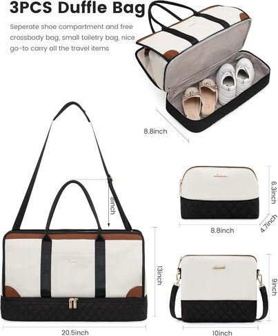 LOVEVOOK Weekender Bags for Women Travel Duffle Bag with Shoe Compartment, Carry on Overnight Bag 3 Pcs Set in Saudi Arabia