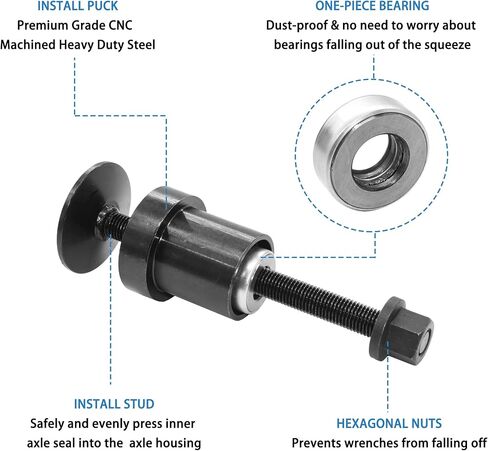 ترقية أداة تثبيت الختم الجانبي للمحور الداخلي المتوافقة مع الترس التفاضلي الأمامي للمحاور Dana 30/44/60. مع صامولة شفة سداسية ومحمل دفع متكامل in Kuwait