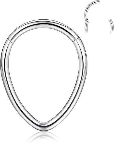 BodyBonita 16G Septum Rings Teardrop - 316L Surgical Steel Nose Rings Hoops Teardrop Seamless Hinged Cartilage Earrings for Women Conch Daith Piercing Jewelry Helix Rook Lip Gold/Silver/Black/RoseGold in Kuwait
