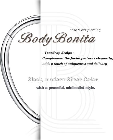 BodyBonita 16G Septum Rings Teardrop - 316L Surgical Steel Nose Rings Hoops Teardrop Seamless Hinged Cartilage Earrings for Women Conch Daith Piercing Jewelry Helix Rook Lip Gold/Silver/Black/RoseGold in Kuwait
