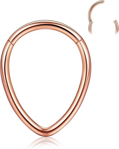 BodyBonita 16G Septum Rings Teardrop - 316L Surgical Steel Nose Rings Hoops Teardrop Seamless Hinged Cartilage Earrings for Women Conch Daith Piercing Jewelry Helix Rook Lip Gold/Silver/Black/RoseGold in Kuwait