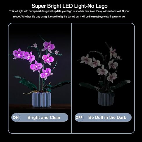 إضاءة LED من BrickBling متوافقة مع زهور Lego Orchid؛ مجموعة الإضاءة الإبداعية المتوافقة مع Lego 10311، هدية رائعة للبالغين in Kuwait