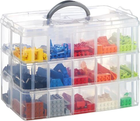Storage Box for Lego, Stackable Storage Organizer with 30 Compartments for Lego, Storage for Barbie Dolls, for Hot Wheel Toy Bins for kids organizer, Clear Toy Storage Bin in Saudi Arabia