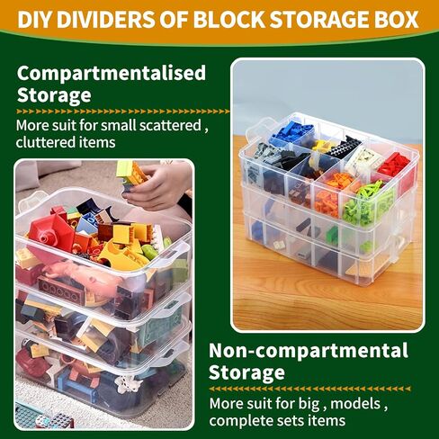 Storage Box for Lego, Stackable Storage Organizer with 30 Compartments for Lego, Storage for Barbie Dolls, for Hot Wheel Toy Bins for kids organizer, Clear Toy Storage Bin in Saudi Arabia
