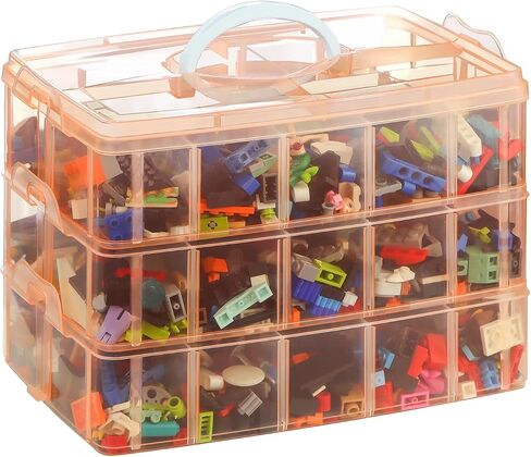 Storage Box for Lego, Stackable Storage Organizer with 30 Compartments for Lego, Storage for Barbie Dolls, for Hot Wheel Toy Bins for kids organizer, Clear Toy Storage Bin in Saudi Arabia