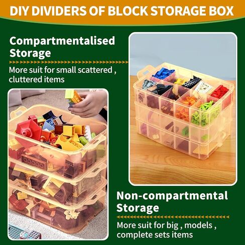 Storage Box for Lego, Stackable Storage Organizer with 30 Compartments for Lego, Storage for Barbie Dolls, for Hot Wheel Toy Bins for kids organizer, Clear Toy Storage Bin in Saudi Arabia
