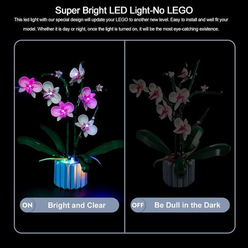 إضاءة LED من BrickBling متوافقة مع زهور Lego Orchid؛ مجموعة الإضاءة الإبداعية المتوافقة مع Lego 10311، هدية رائعة للبالغين in Kuwait