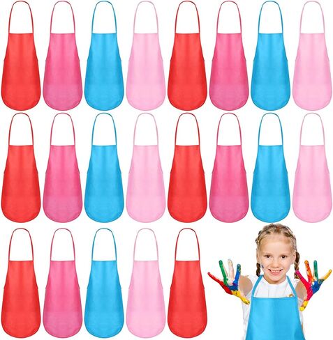 Liitrsh 24 Pcs Kids Painting Aprons for Paint Party Children's Artists Smocks Fabric Aprons Toddler for Baking, Kitchen in Saudi Arabia