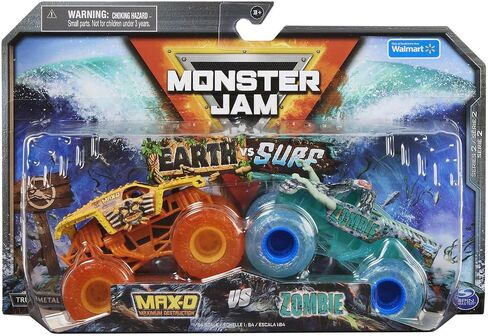 Monster Jam Earth vs Surf [Max D and Zombie] حزمة مزدوجة بمقياس 1:64 in Saudi Arabia