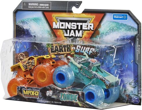 Monster Jam Earth vs Surf [Max D and Zombie] حزمة مزدوجة بمقياس 1:64 in Saudi Arabia