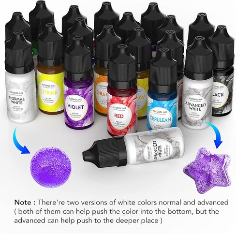 Wayin Metallic Alcohol Ink Set - 6 Color Metallic Alcohol Pigment Resin Dye, Concentrated Extreme Shimmer Alcohol-Based Inks for Epoxy Resin Yupo Tumbler Cups Acrylic Pouring Paint (15ml/.5 fl oz) in Kuwait