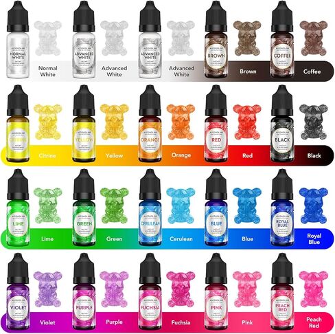 Wayin Metallic Alcohol Ink Set - 6 Color Metallic Alcohol Pigment Resin Dye, Concentrated Extreme Shimmer Alcohol-Based Inks for Epoxy Resin Yupo Tumbler Cups Acrylic Pouring Paint (15ml/.5 fl oz) in Kuwait