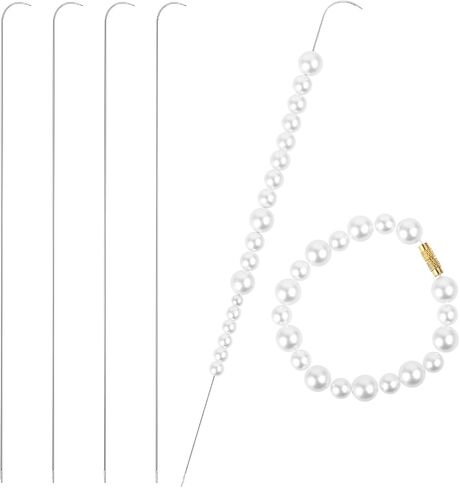 4 PCS Beading Needles for Bead Spinner, 7.5 inches Clip-Style Beading Needles for Jewelry Making (4-Curved/0.4|0.5|0.6|0.7mm) in Saudi Arabia