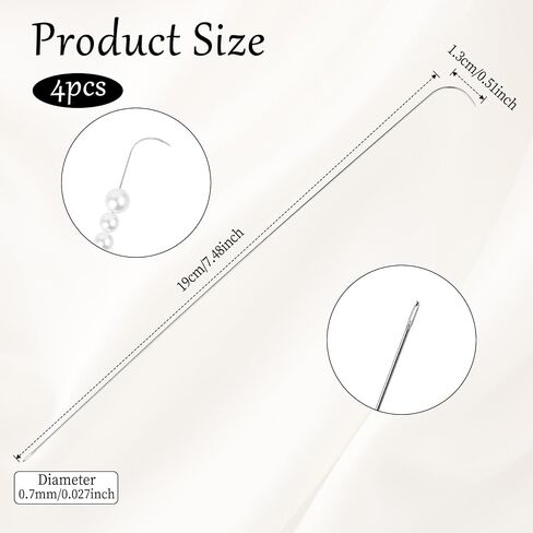 4 PCS Beading Needles for Bead Spinner, 7.5 inches Clip-Style Beading Needles for Jewelry Making (4-Curved/0.4|0.5|0.6|0.7mm) in Saudi Arabia