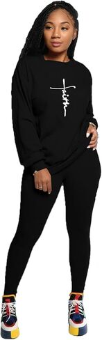 PINSV Womens 2 Piece Outfits Long Sleeve Sweatsuits Outfits Jogging Suits Sweat Loungewear Sets in Kuwait