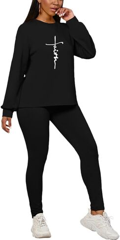 PINSV Womens 2 Piece Outfits Long Sleeve Sweatsuits Outfits Jogging Suits Sweat Loungewear Sets in Kuwait