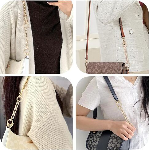 2Pcs Bag Extender Chain Metal Pearl Double Purse Strap Extenders for Handbags Crossbody Bag Gold Purse Extender Chain Purse Strap Replacement Black White Purse Accessories Bag Charms Mobile Phone Case in Saudi Arabia