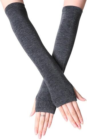 DOOVID Women Long Arm Warmers Fingerless Gloves Arm Warmer Winter Knit Thumb Hole Gloves in Saudi Arabia