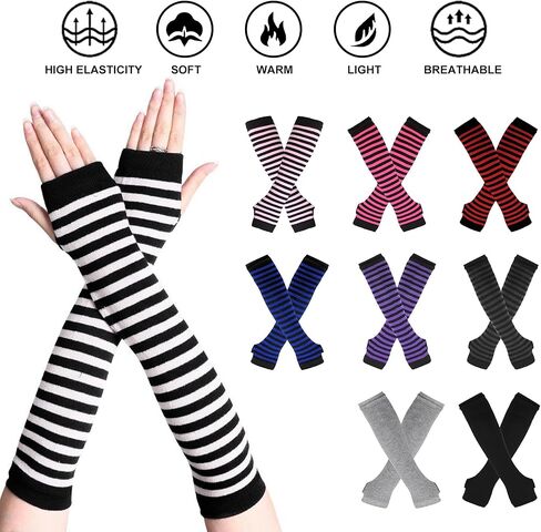 DOOVID Women Long Arm Warmers Fingerless Gloves Arm Warmer Winter Knit Thumb Hole Gloves in Saudi Arabia
