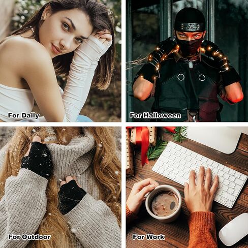 DOOVID Women Long Arm Warmers Fingerless Gloves Arm Warmer Winter Knit Thumb Hole Gloves in Saudi Arabia