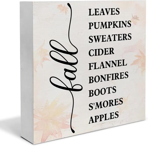 كرة القدم صندوق خشبي علامة الفن مكتب ديكور الخريف وكرة القدم كتلة الخشب علامة الخريف القرع علامة ديكور 5 × 5 بوصة لجدار رف الطاولة in Kuwait