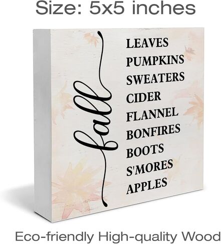 كرة القدم صندوق خشبي علامة الفن مكتب ديكور الخريف وكرة القدم كتلة الخشب علامة الخريف القرع علامة ديكور 5 × 5 بوصة لجدار رف الطاولة in Kuwait