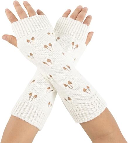 Fingerless Grunge Gloves Ripped Arm Warmers Fashion Crochet Gloves Knit Arm Sleeves Thumb Hole Mittens in Saudi Arabia