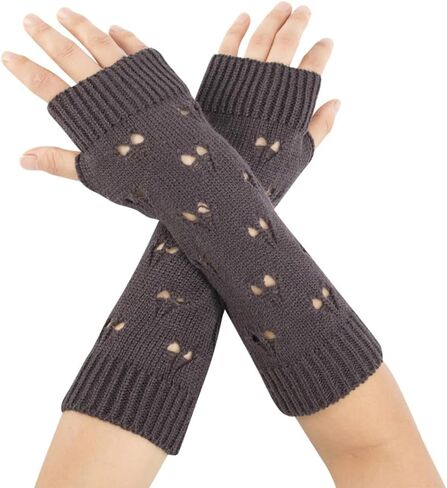 Fingerless Grunge Gloves Ripped Arm Warmers Fashion Crochet Gloves Knit Arm Sleeves Thumb Hole Mittens in Saudi Arabia