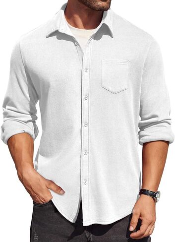 COOFANDY Men's Long Sleeve Button Down Shirt Casual Lightweight Jacket Shirt with Pockets in Saudi Arabia