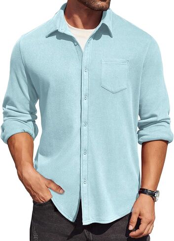 COOFANDY Men's Long Sleeve Button Down Shirt Casual Lightweight Jacket Shirt with Pockets in Saudi Arabia