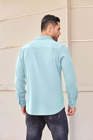 COOFANDY Men's Long Sleeve Button Down Shirt Casual Lightweight Jacket Shirt with Pockets in Saudi Arabia