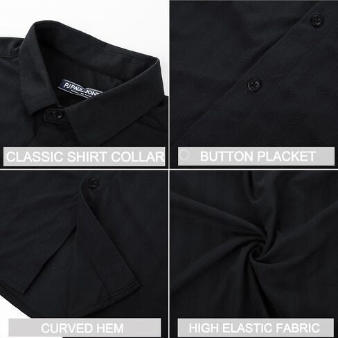 PJ PAUL JONES Men's Casual Stretch Shirts Wrinkle Free Herringbone Button Down Shirts Long Sleeve Dress Shirt in Saudi Arabia