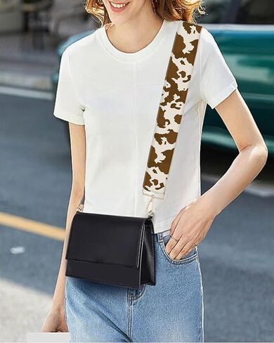 حزام محفظة بديل بحزام كتف عريض 5.08 سم، حزام حقيبة يد لطيف، أحزمة بديلة لحزام الحقيبة، أحزمة بديلة فاخرة قابلة للتعديل باللون البني المنقوش in Kuwait