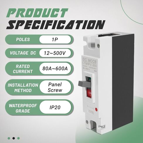 قاطع دائرة التيار المستمر، 200 أمبير 500 فولت 1P MCCB مفتاح فصل البطارية المقاومة للماء # للطاقة الرئيسية/الطاقة الشمسية/UPS/محطة الطاقة/الخلايا الكهروضوئية/البطارية/قواطع الدائرة المصبوبة لمركز البيانات in Kuwait