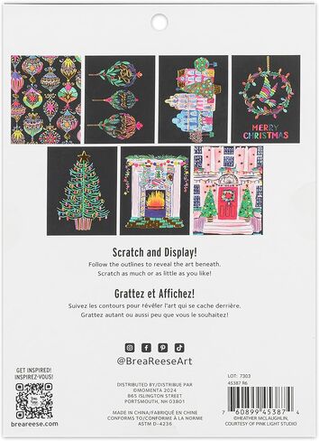 وسادة ورقية للخدش - ميري آند برايت - 14 صفحة مقاس 6 × 8، تكشف عن 7 تصميمات للعطلات الموسمية والاحتفالية، المصاصات المعدنية، مجموعة أدوات يدوية للكبار in Kuwait