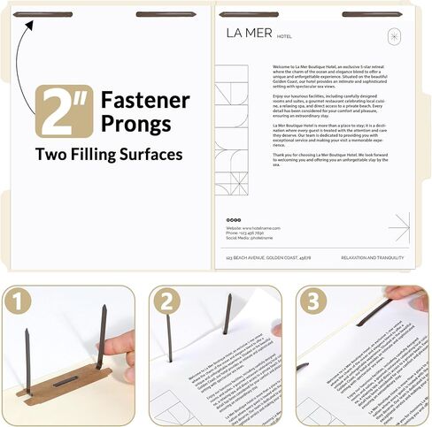 SUNEE File Folders with Fasteners, Manila Folders Letter Size, 2 Reinforced Fasteners, 1/3-Cut Tab, Manila, 50 Pack, Keep Organized for Your Office Documents School Files in Saudi Arabia