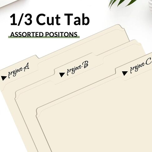 SUNEE File Folders with Fasteners, Manila Folders Letter Size, 2 Reinforced Fasteners, 1/3-Cut Tab, Manila, 50 Pack, Keep Organized for Your Office Documents School Files in Saudi Arabia